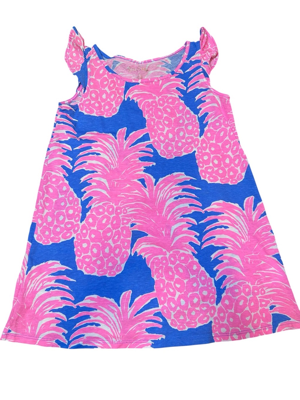 Lilly Pulitzer girls blue Haven flamenco pearl dress size small 4-5 cotton